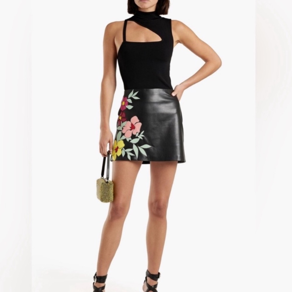 Alice + Olivia vegan leather mini skirt
